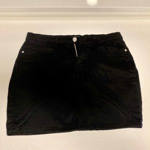 Mini Crop Black Diamond Jean Stretch Skirt